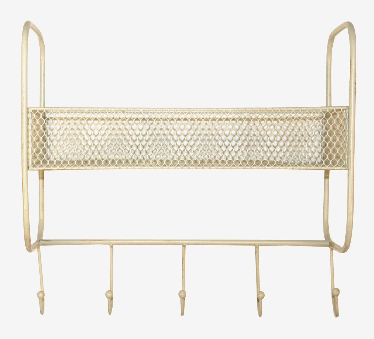 Mesh Wall Shelf With 5 Hooks Cream YF1088