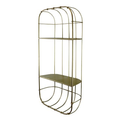 Gold Metal Wall Double Storage Shelf, Basket Design YF1134