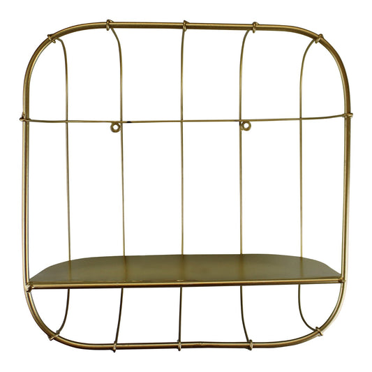 Gold Metal Wall Storage Shelf, Basket Design YF1135