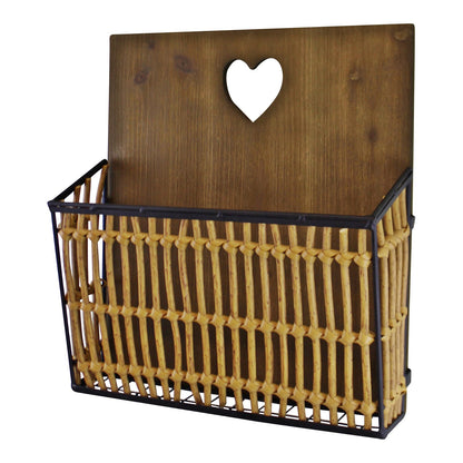 Metal & Wicker Wall Hanging Magazine Rack YF1141