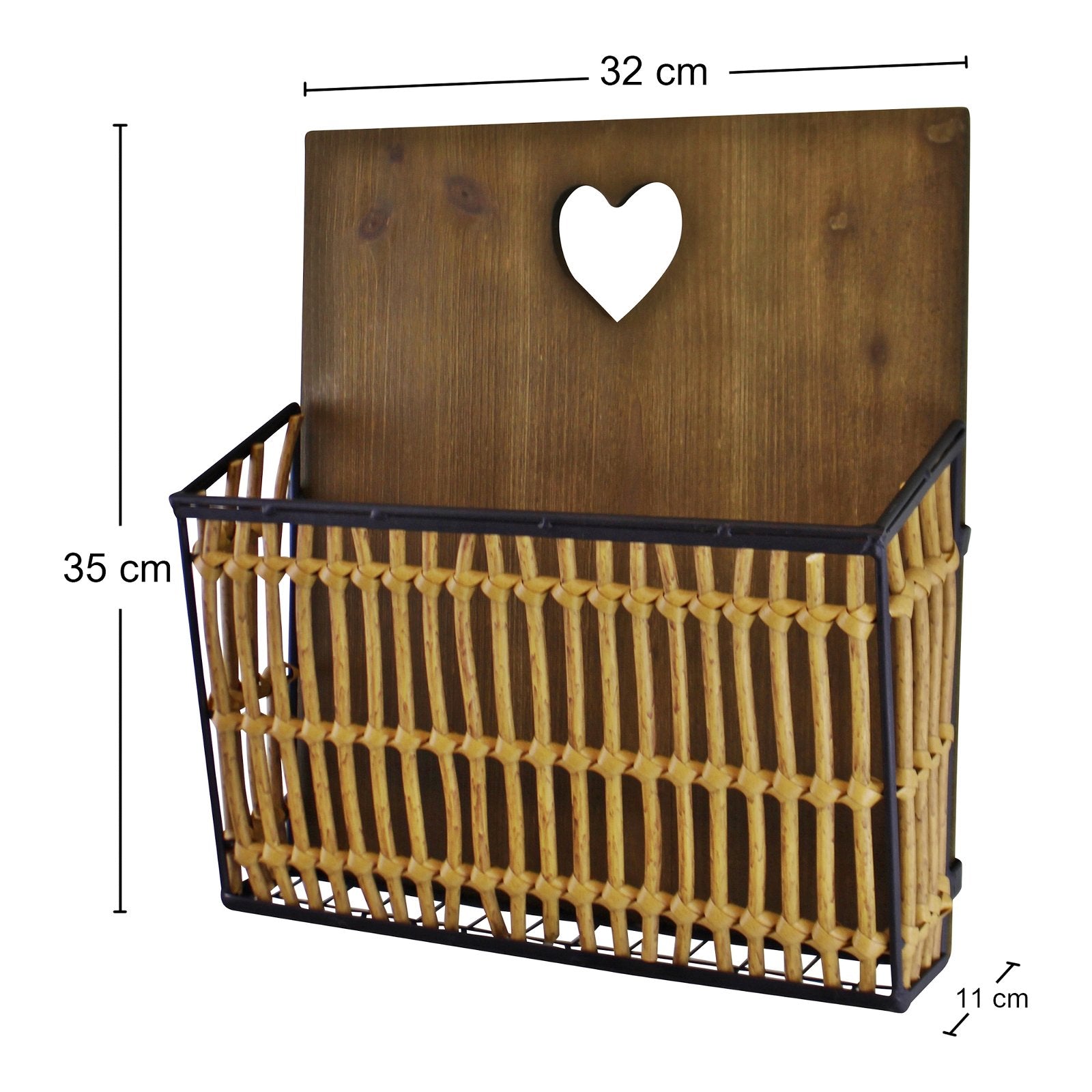 Metal & Wicker Wall Hanging Magazine Rack YF1141