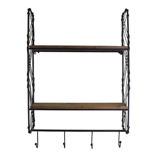 Industrial Style Wall Shelving Unit With Coat Hooks YF1143