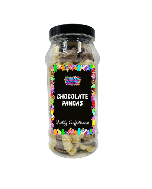 Chocolate Panda Shapes Milk & White Chocolate Retro Sweets Gift Jar