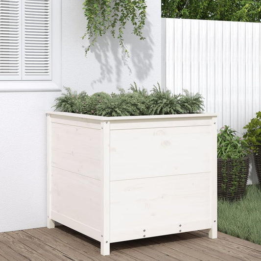 vidaXL Garden Planter White 82.5x82.5x78 cm Solid Wood Pine S0671357824