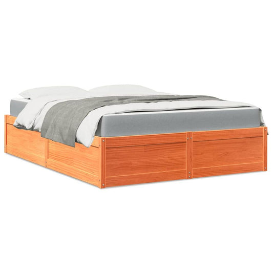 vidaXL Bed with Mattress Wax Brown 160x200 cm Solid Wood Pine S0671489351