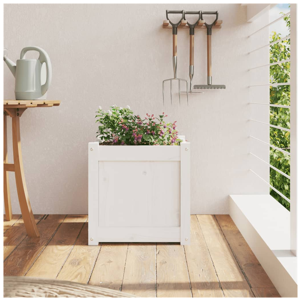 vidaXL Garden Planter White 40x40x40 cm Solid Wood Pine S0671384706