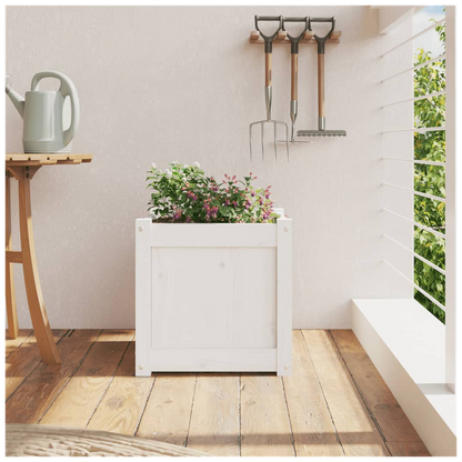 vidaXL Garden Planter White 40x40x40 cm Solid Wood Pine S0671384706