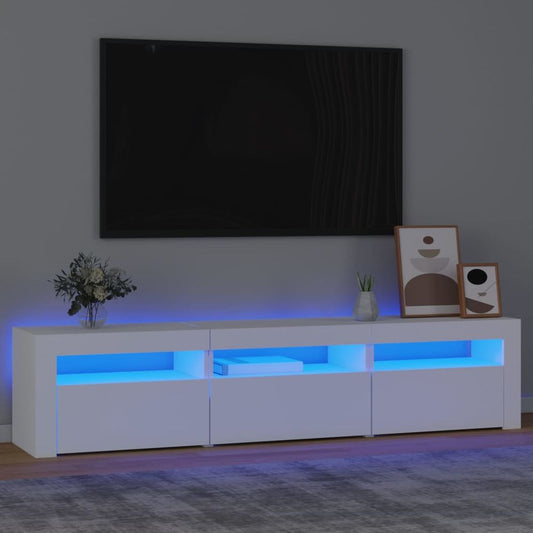 vidaXL TV Cabinet with LED Lights White 240x35x40 cm V0671194143