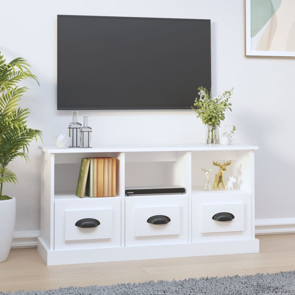 vidaXL TV Cabinet White 100x35x50 cm Engineered Wood S0671160785