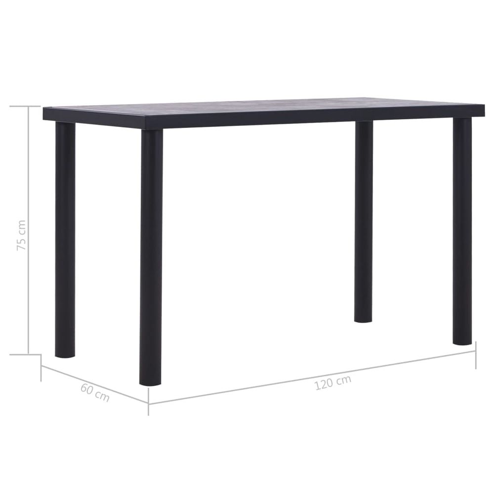 Dining Table Black and Concrete Grey 120x60x75 cm MDF V0671186706