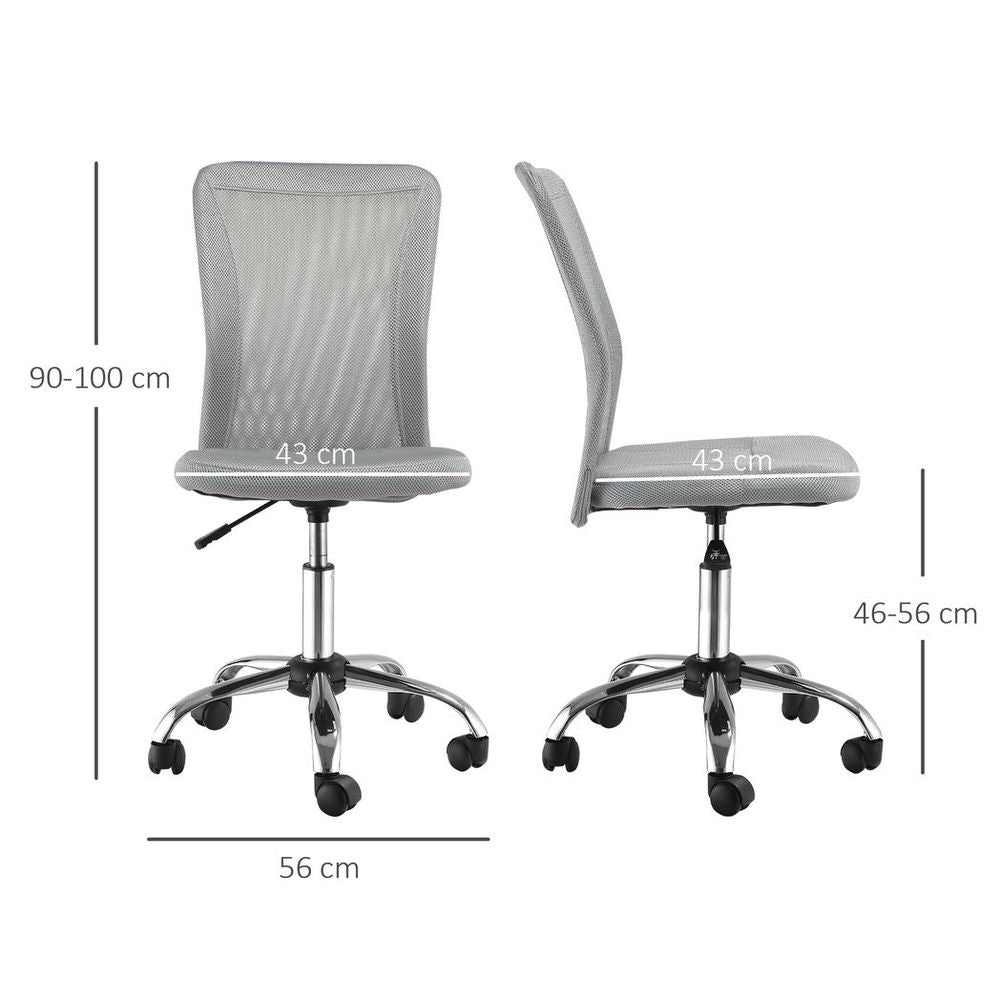 Armless Office Chair Ergonomic Padded Height Adjustable Mesh Back 5 Wheels S0671114623