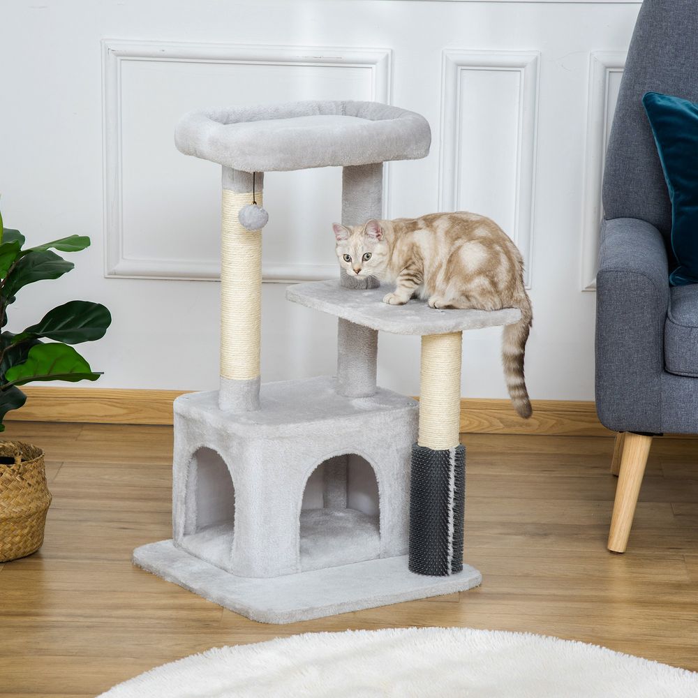 Cat Tree Climbing Activity Center with Scratching Massage Toy Hanging Ball S0671070889