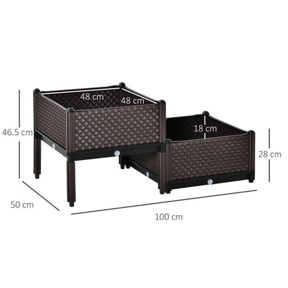 2-Piece Raised Garden Bed Planter Box for Flowers, Vegetables, Herbs S0671149071