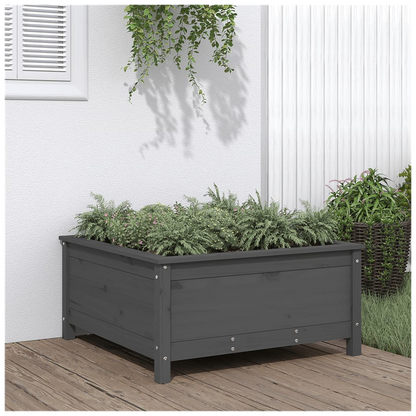 Garden Planter Grey 82.5x82.5x39 cm Solid Wood Pine S0671358027