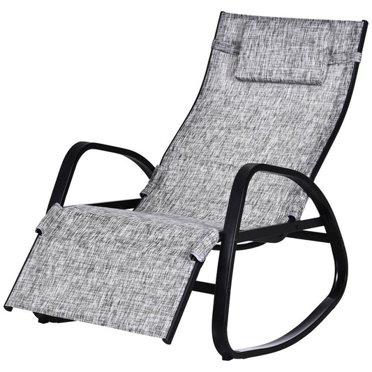 Outsunny Metal Frame Zero Gravity Rocking Patio Chair w/ Pillow Grey S0671072039