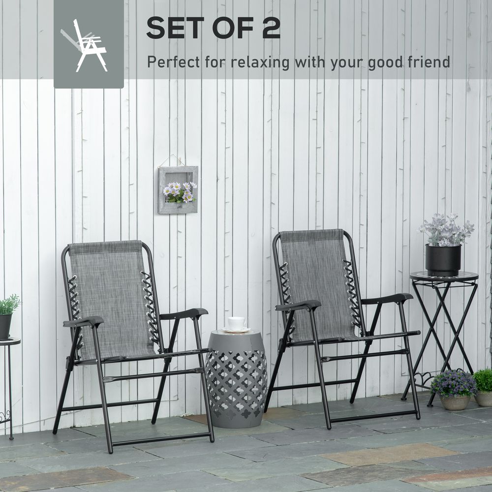 Set of 2 Patio Folding Dining Chair Set Garden Outdoor Grey S0671072225