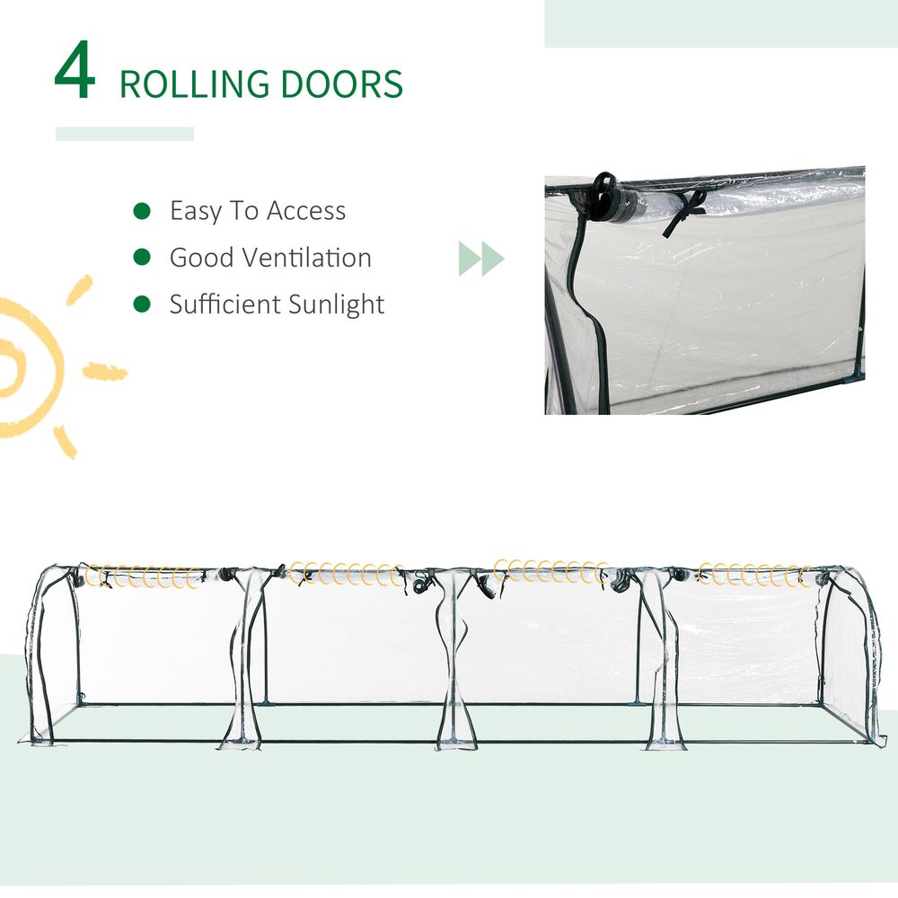 Outsunny Tunnel Greenhouse Steel Frame with Zipper Doors, Clear S0671129890