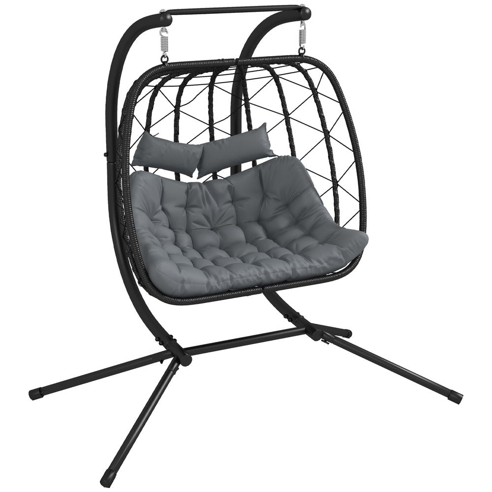 Outsunny PE Hanging Swing Chair with Thick Cushion, Patio Hanging Chair, Black S0671398803