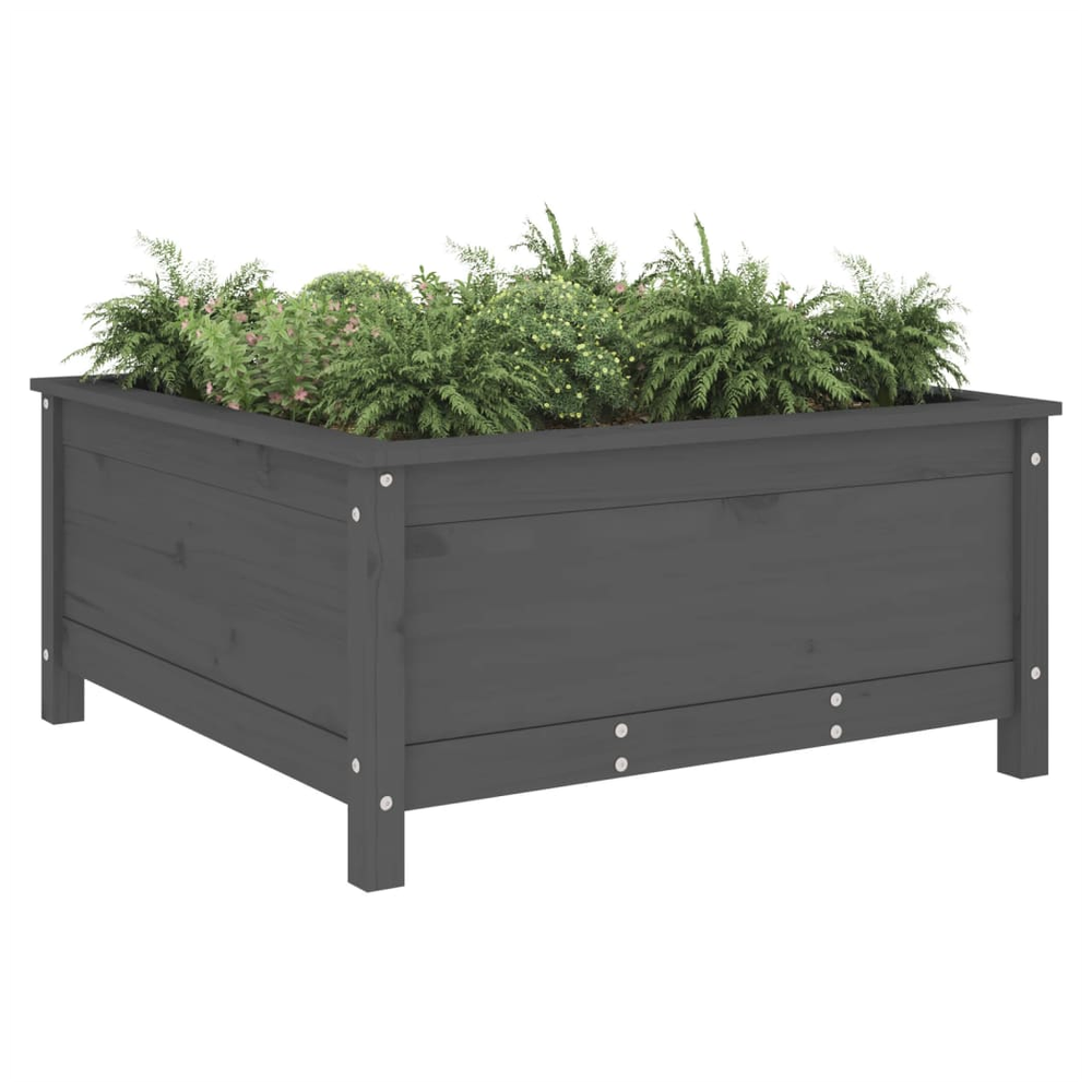 Garden Planter Grey 82.5x82.5x39 cm Solid Wood Pine S0671358027