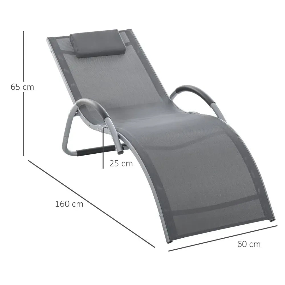 Lounger Chair Portable Armchair with Removable Pillow for Beach Yard Dark Grey S0671096946