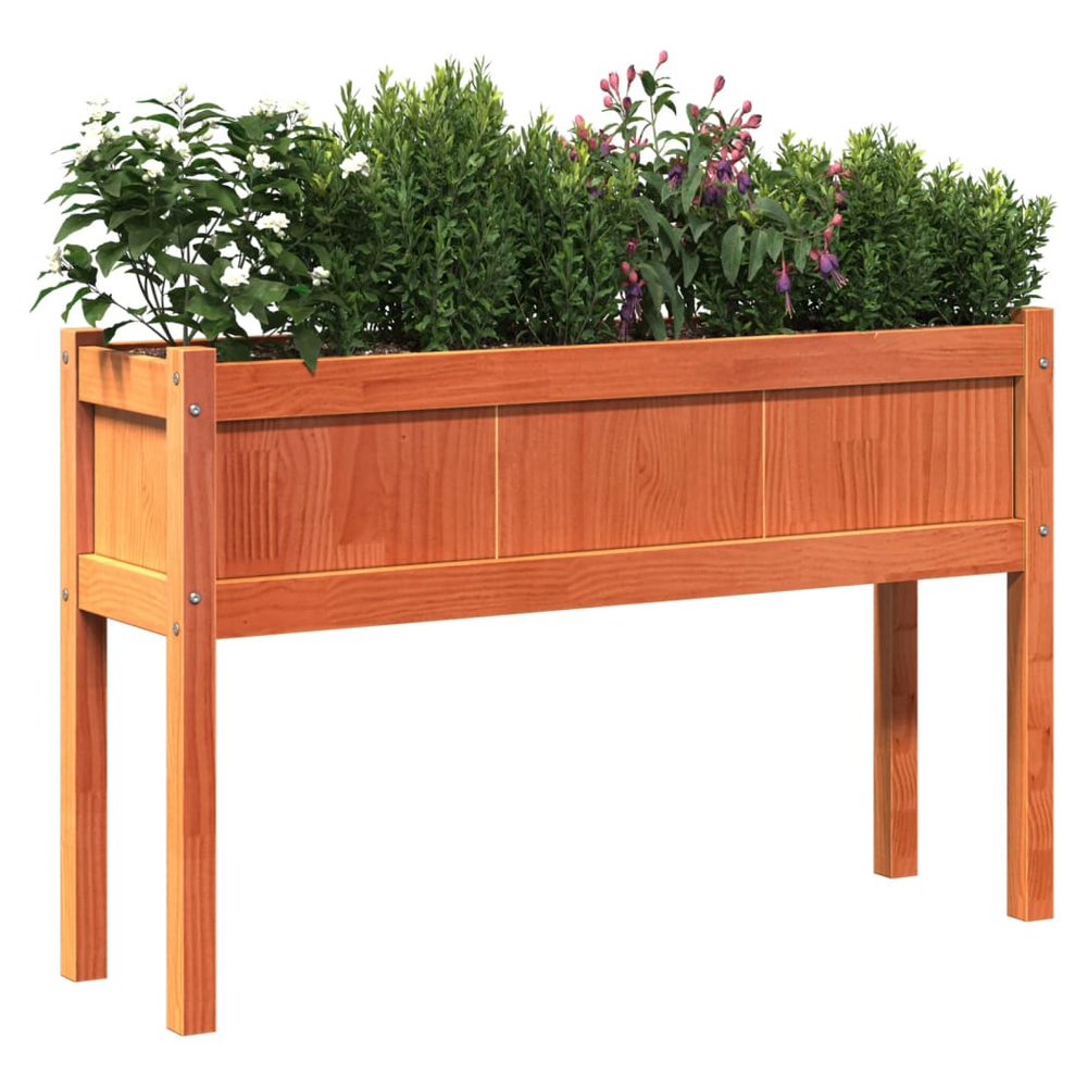 vidaXL Garden Planter with Legs Wax Brown 110x31x70 cm Solid Wood Pine S0671394905