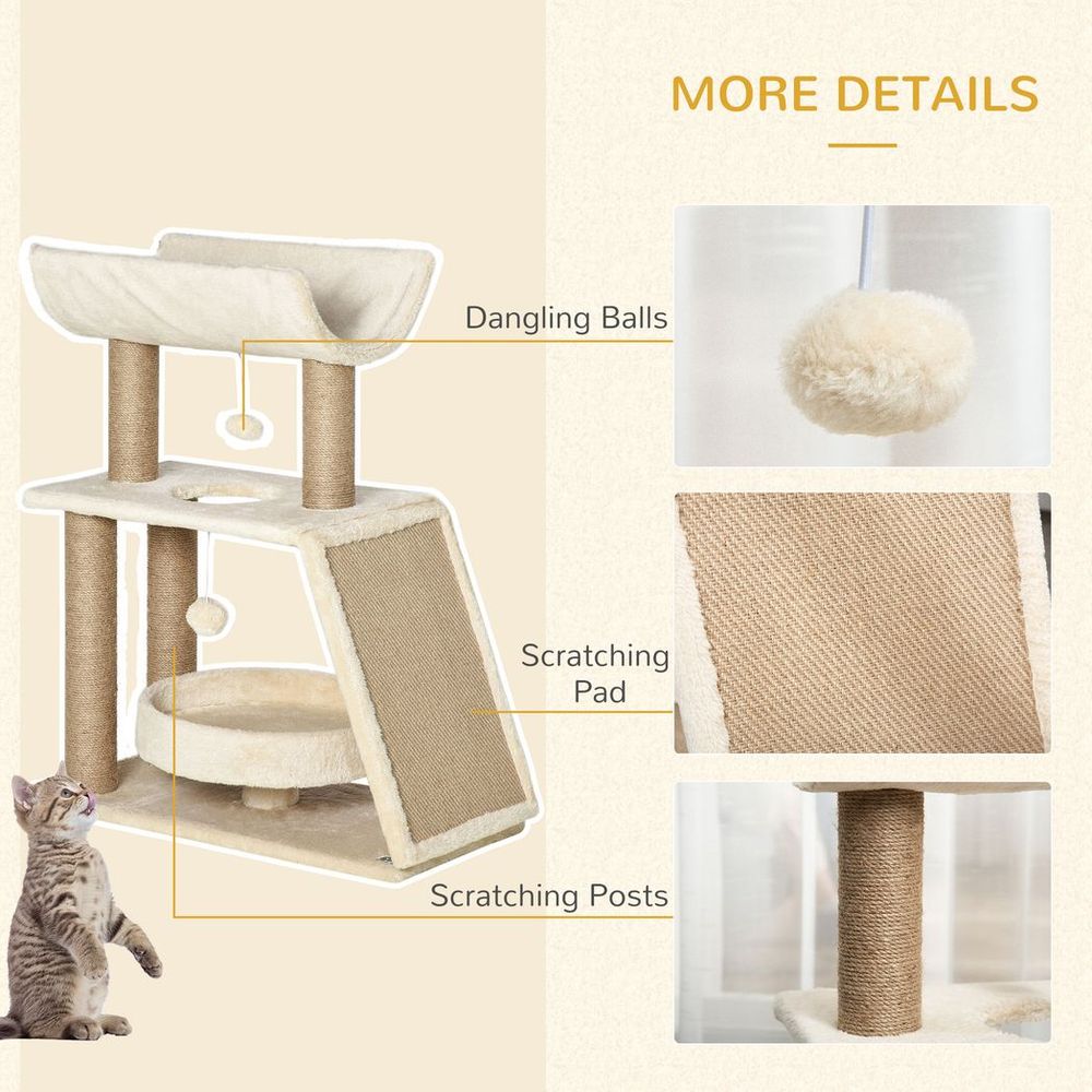 Cat Tree Kitten Tower w/ Scratching Post, Pad, Bed, Perch, Toy Ball S0671148975