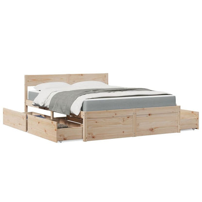 vidaXL Bed with Drawers and Mattress 140x200 cm Solid Wood Pine S0671489377