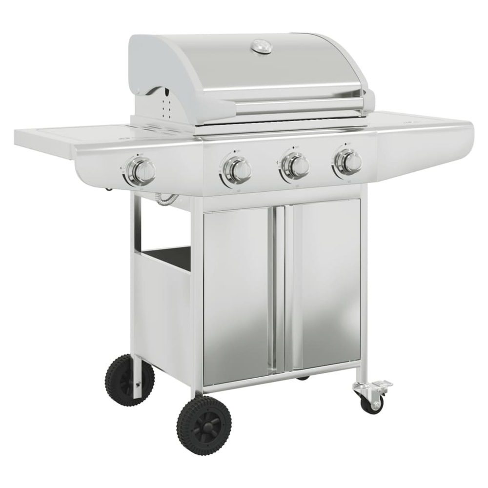 vidaXL Gas BBQ Grill with 4 Burners Silver Stainless Steel S0671490551