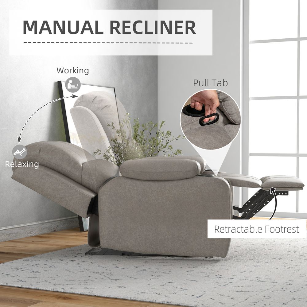 HOMCOM Recliner Armchair for Living Room, Recliner Chair with Cup Holder S0671347098