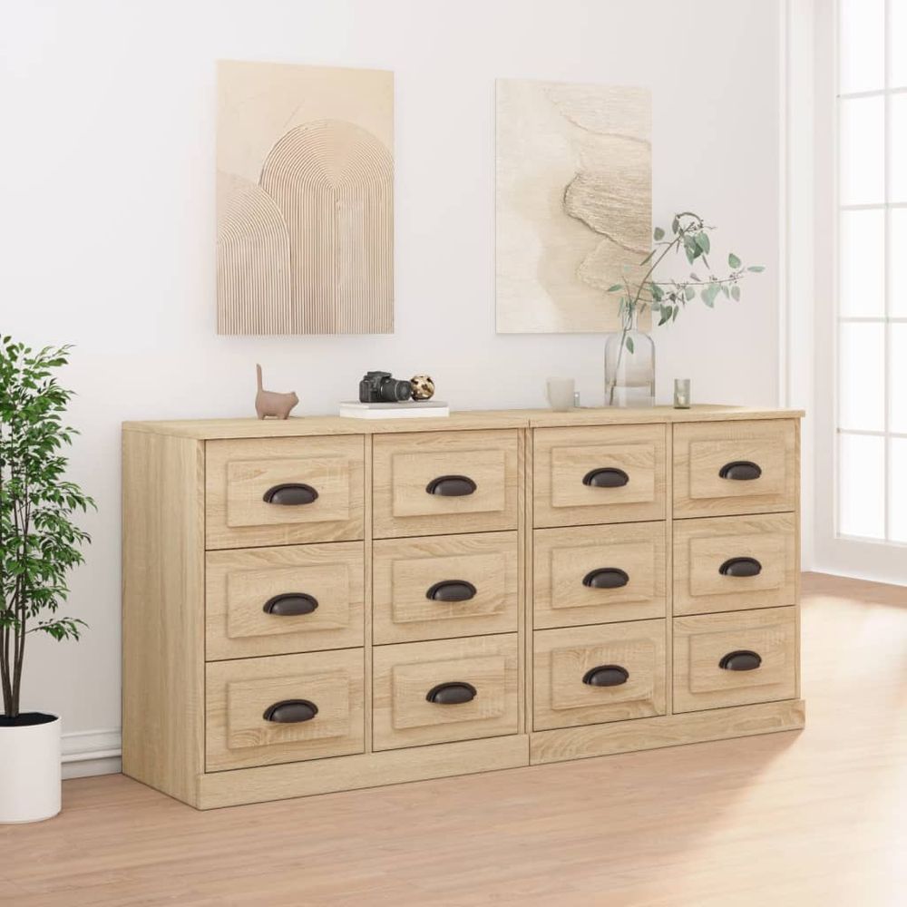 Sideboards 2 pcs White Engineered Wood S0671160705