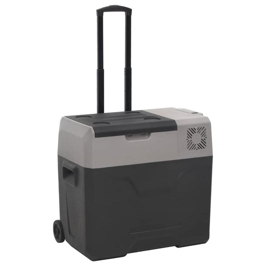 vidaXL Cool Box with Wheel and Handle Black&Grey 50 L Polypropylene S0671210635