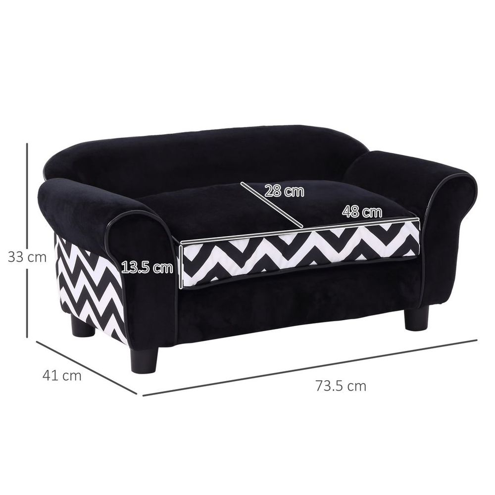 Dog Sofa Cat Couch Bed for XS Dogs w/ Removable Sponge Cushion - Black S0671217708