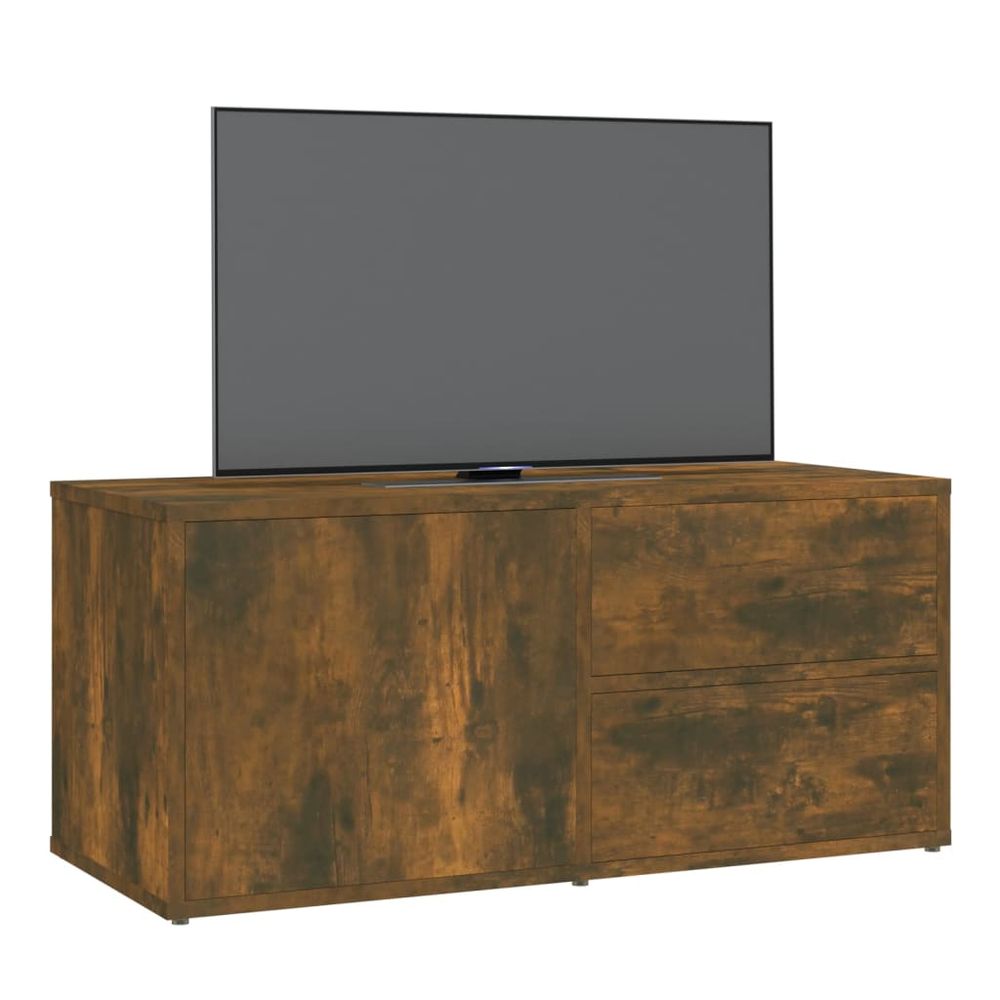 vidaXL TV Cabinet Smoked Oak 80x34x36 cm Engineered Wood S0671093741