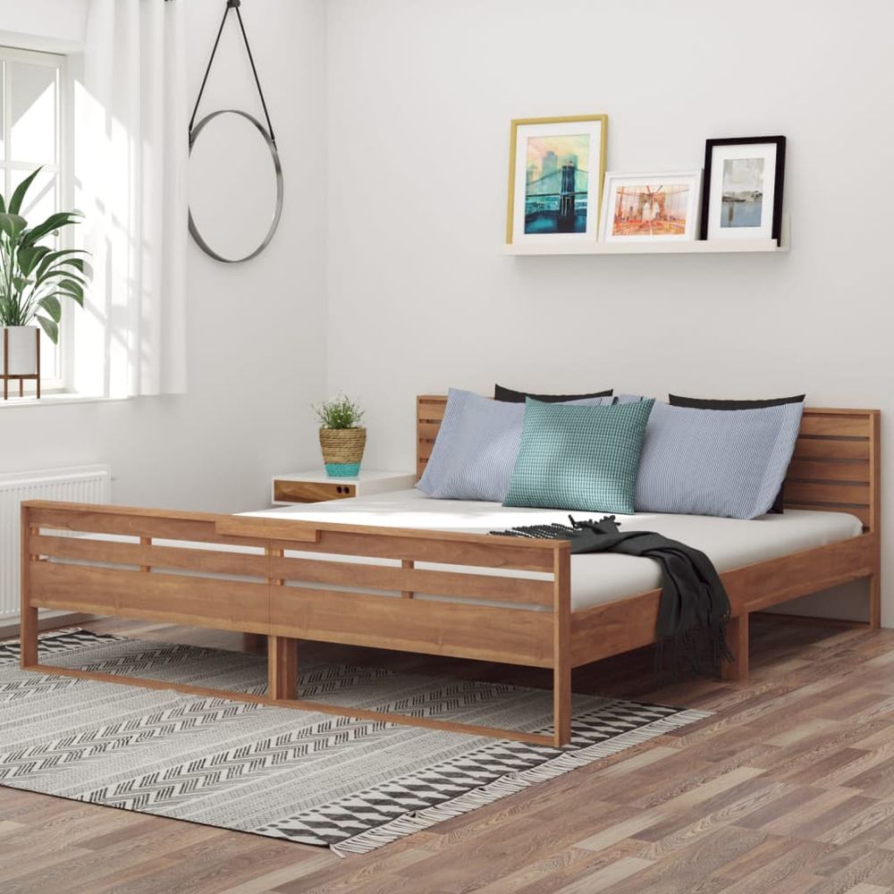 vidaXL Bed Frame Solid Teak Wood 100x200 cm S069859973