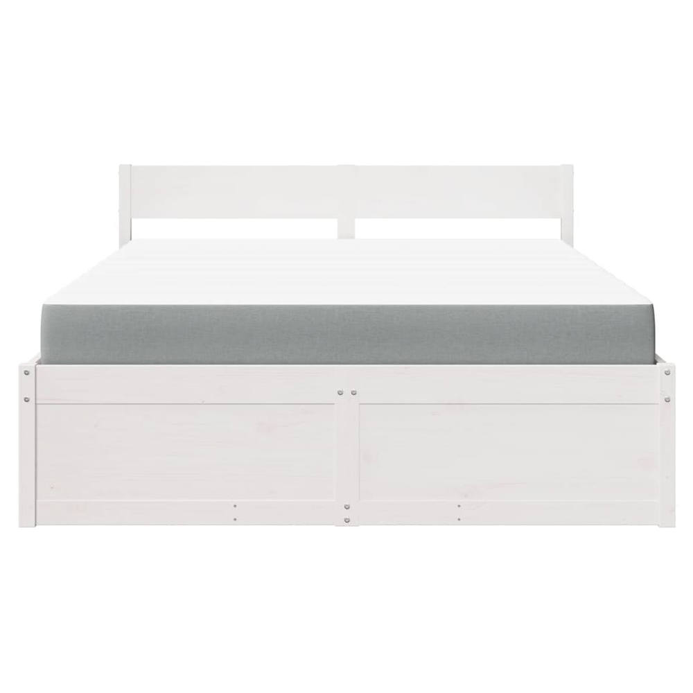 vidaXL Bed with Drawers and Mattress White 140x200 cm Solid Wood Pine S0671489520