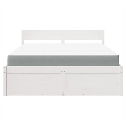 vidaXL Bed with Drawers and Mattress White 140x200 cm Solid Wood Pine S0671489520