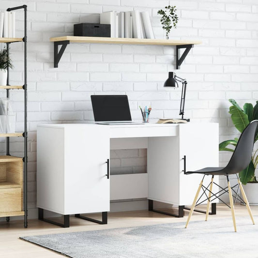 vidaXL Desk White 140x50x75 cm Engineered Wood S0671259100