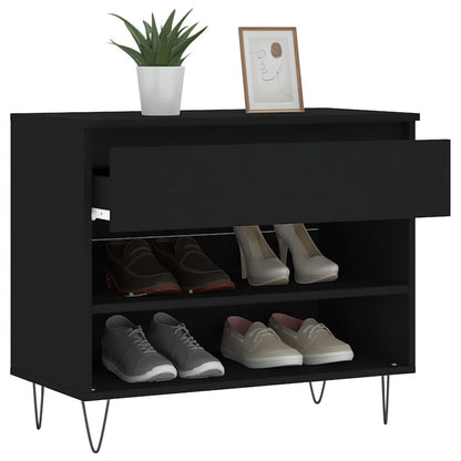 vidaXL Shoe Cabinet Black 70x36x60 cm Engineered Wood S0671362050