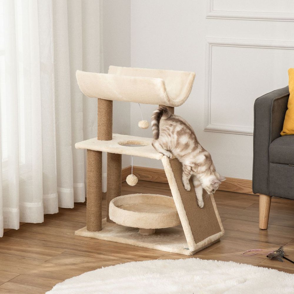 Cat Tree Kitten Tower w/ Scratching Post, Pad, Bed, Perch, Toy Ball S0671148975