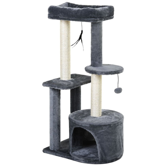 Cat Multi-Activity Tree Tower w/ Perch House Scratching Post Play Ball Pawhut S0671081215