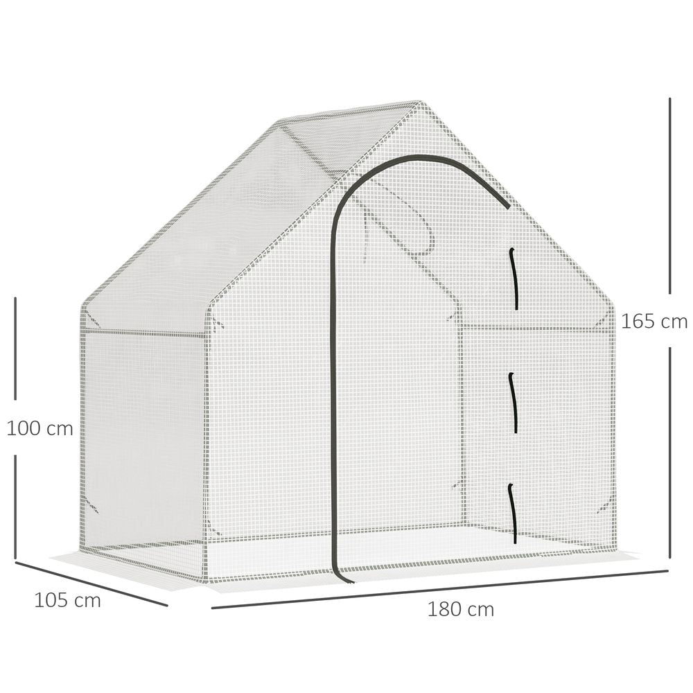 Walk-In Greenhouse Vegetable Plant Window Roll-Up 180 x 100 x 165cm, White S067941691