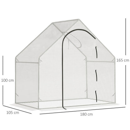 Walk-In Greenhouse Vegetable Plant Window Roll-Up 180 x 100 x 165cm, White S067941691