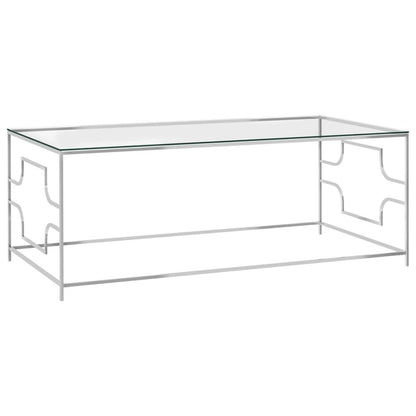 Coffee Table Silver 120x60x45 cm Stainless Steel and Glass S0671176866