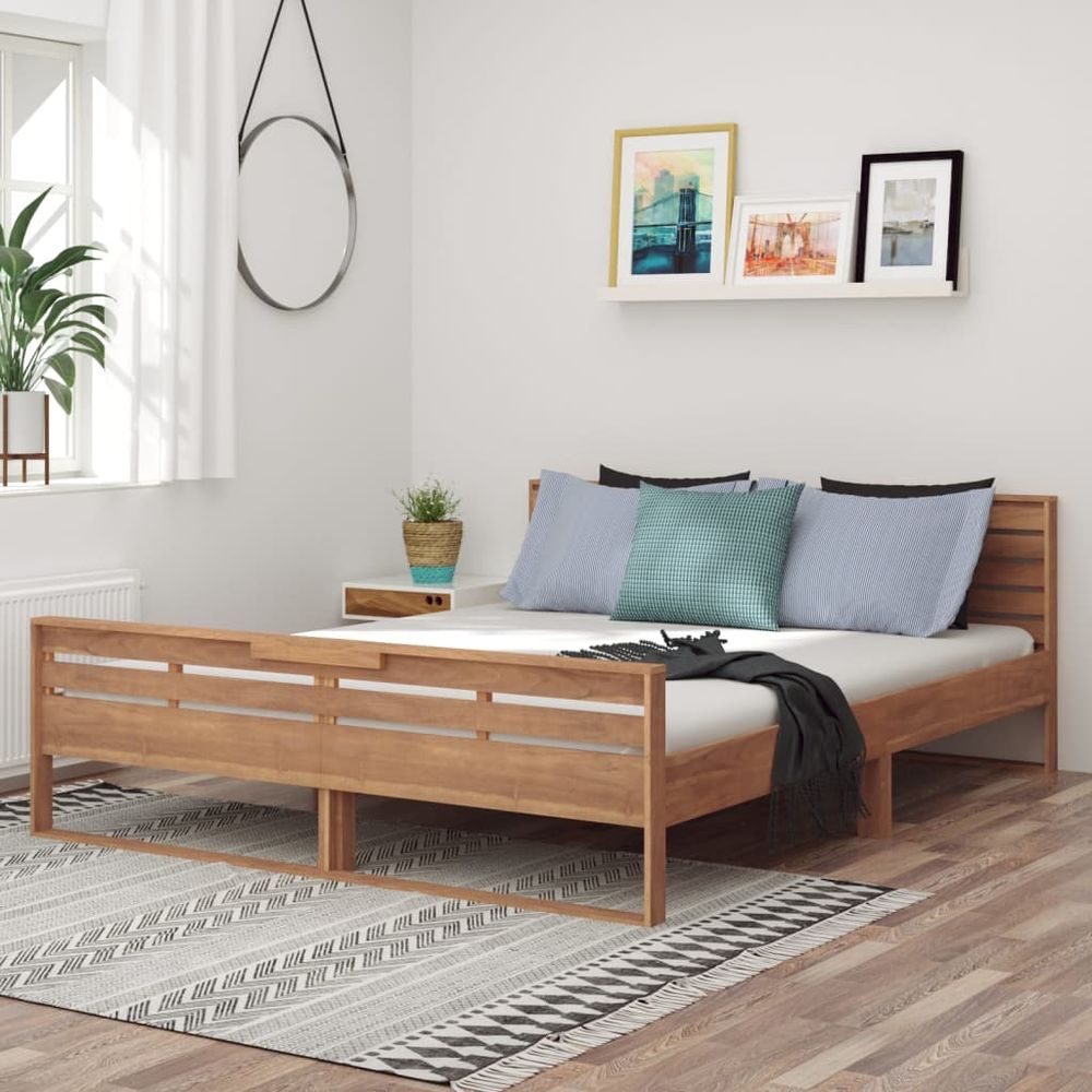 vidaXL Bed Frame Solid Teak Wood 100x200 cm S069859979