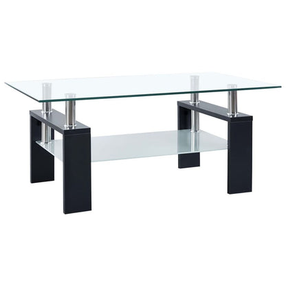 Coffee Table Black and Transparent 95x55x40 cm Tempered Glass V069823969