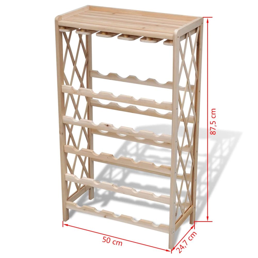 Wine Rack for 25 Bottles Solid Fir Wood S069790514