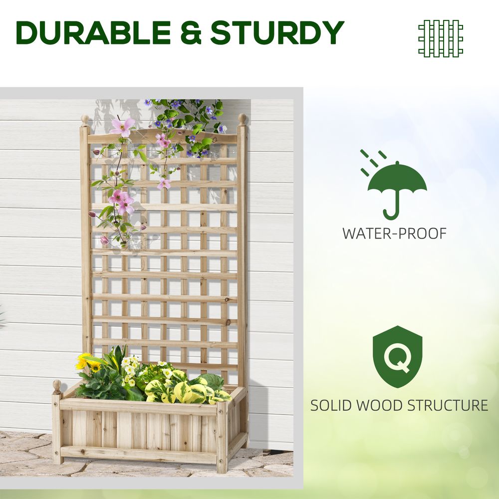 Outsunny Raised Garden Bed with Trellis Garden Planters Indoor Outdoor Natural S0671391630