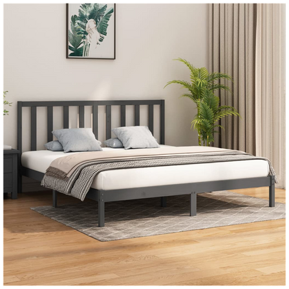 vidaXL Bed Frame Grey Solid Wood 180x200 cm Super King Size S0671025979