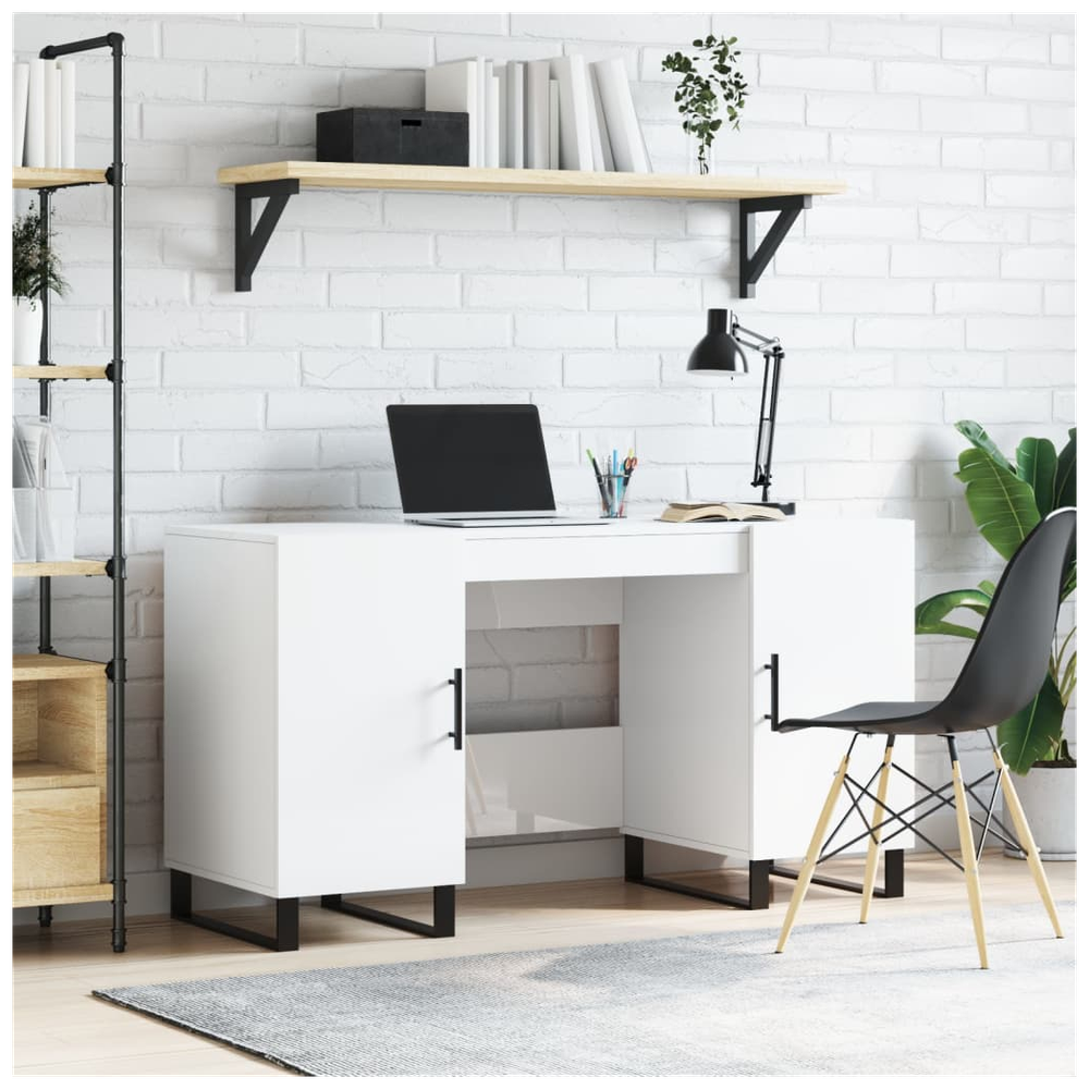 vidaXL Desk High Gloss White 140x50x75 cm Engineered Wood S0671257310