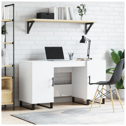 vidaXL Desk High Gloss White 140x50x75 cm Engineered Wood S0671257310